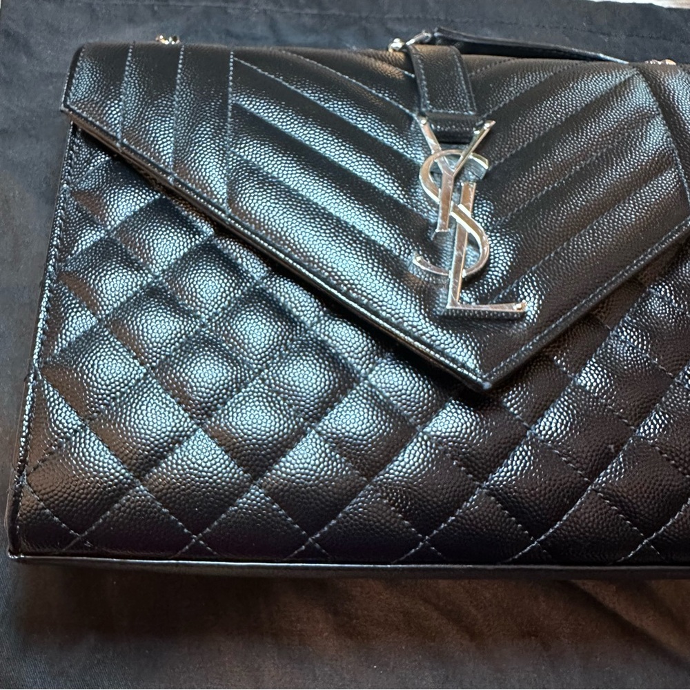 Saint Laurent Medium Envelope Monogram Matelassé Leather Shoulder Bag - Picture 6 of 15